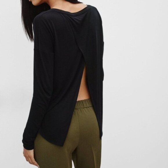 Aritzia Wilfred La Riviere Top Long Sleeve Split Back Burgundy Size XS - Picture 14 of 14